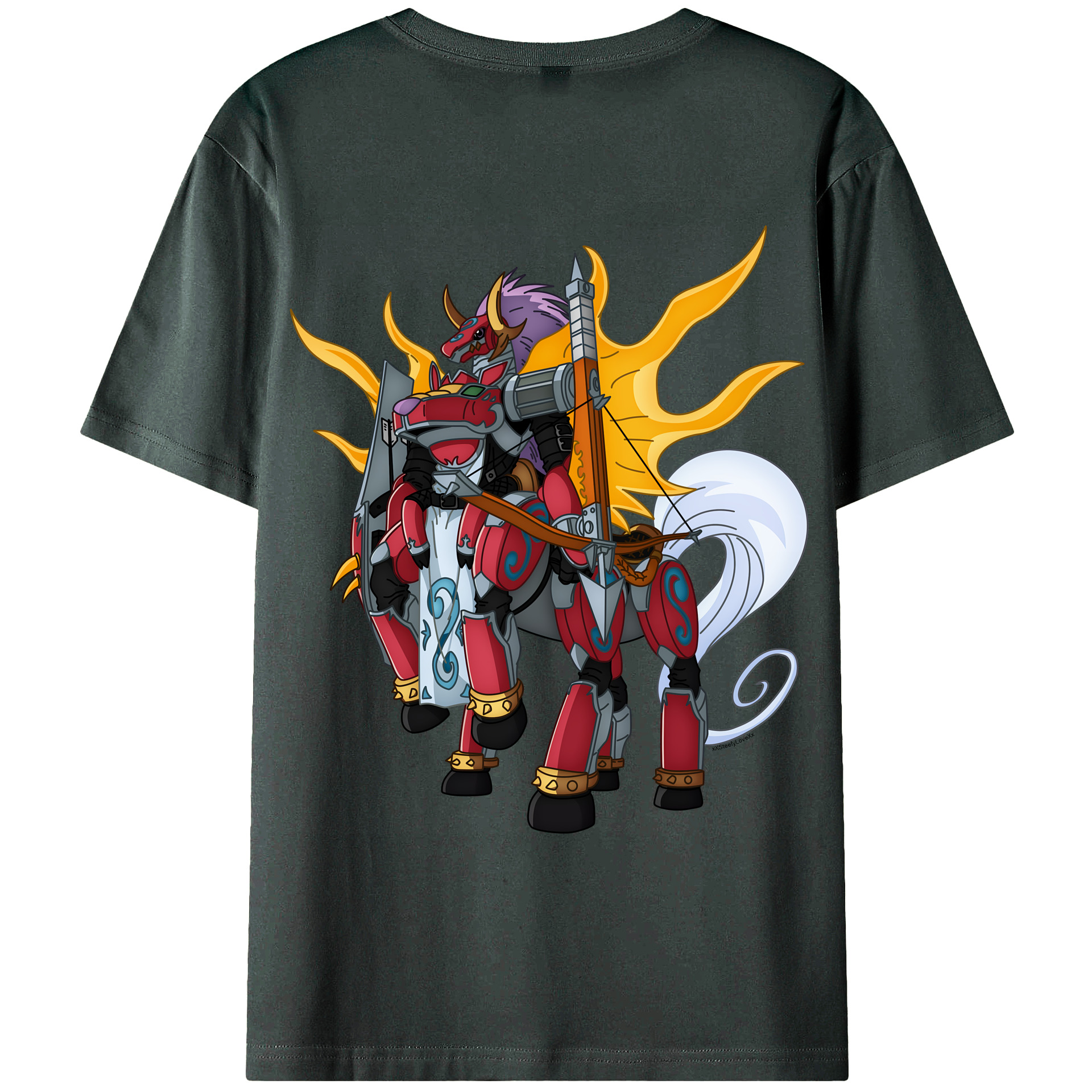 （画像用） Digimon デジタルモンスター/デジモン 綿100％ メンズ半袖Tシャツ（バックプリント） 通気性